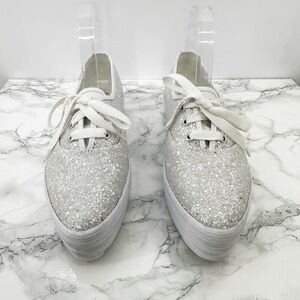 Keds Champion Glitter Silver Platform Sneakers Sparkly‎ Pointed Toe Casual 7.5
